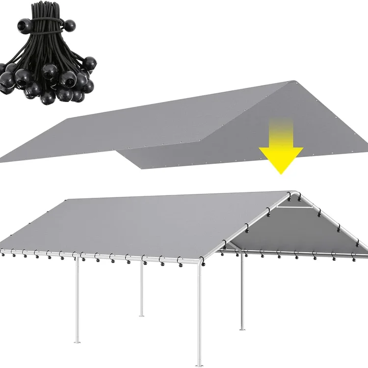 Carport canopy with gray cover and adjustable roof design for outdoor protection