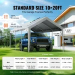 Carport canopy dimensions and specifications with a blue truck underneath it