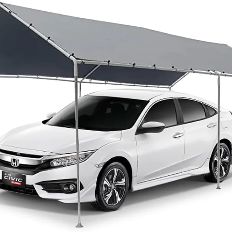 Carport canopy providing shade for a white Honda Civic in outdoor setting