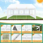 Carport canopy with solid seams, PVC windows, and roll-up zipper door