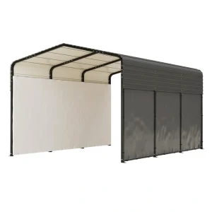 Carport canopy with a sturdy frame and side panels for vehicle protection