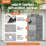 180G PE carport canopy replacement sidewall comparison with features and benefits