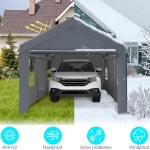 Carport canopy providing shelter for a vehicle in rain and snow conditions