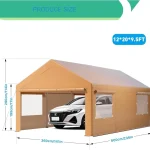 Carport canopy dimensions with a car parked inside for protection